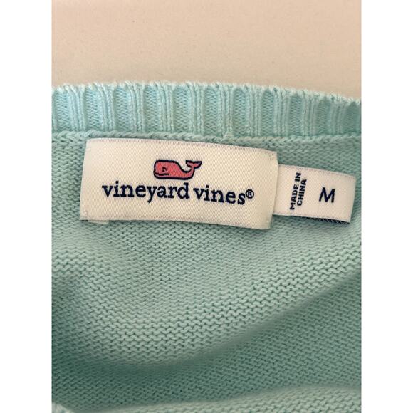 Vineyard Vines Preppy Aqua Teal Zebra Whale Pullover Crewneck Sweater Sz Medium - Picture 5 of 9